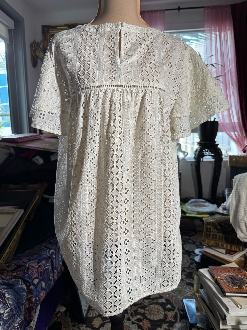 Pleione White Eyelet Lace Girls' Dress